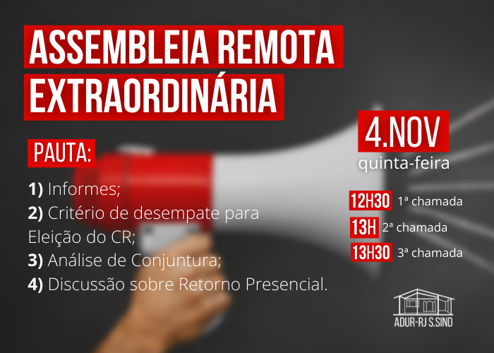 Assembleia Remota Extraordinária da ADUR-RJ