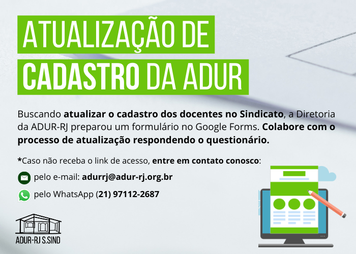 Colabore com a atualização de cadastro da ADUR!