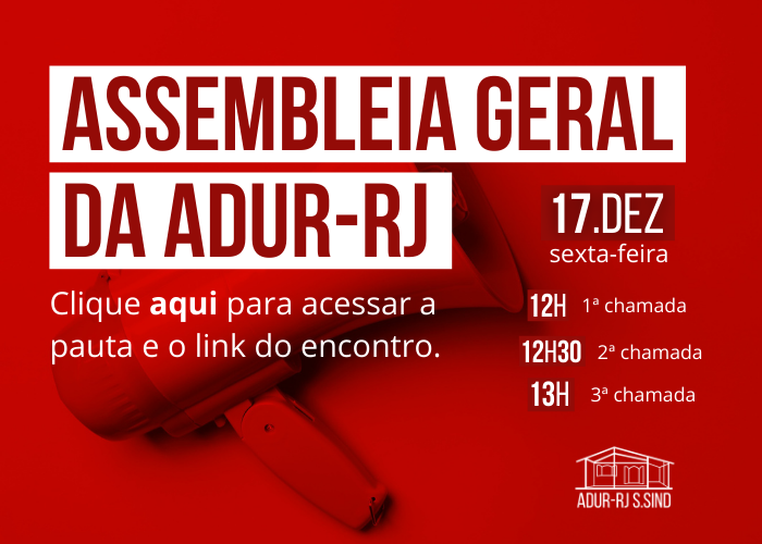 17/12: Assembleia Geral da ADUR-RJ