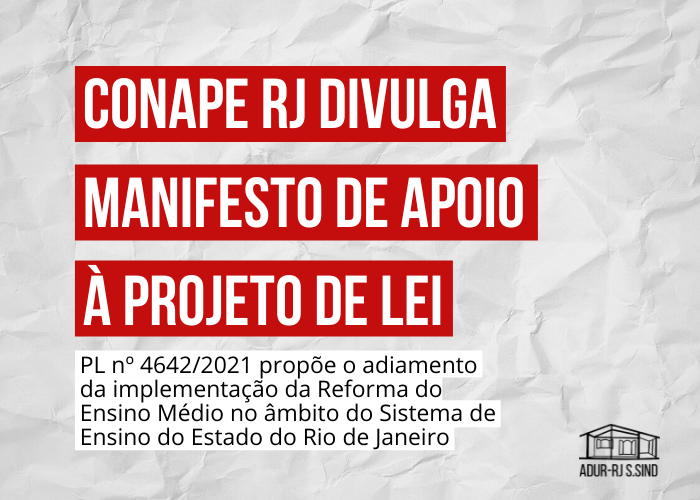CONAPE RJ divulga manifesto de apoio à projeto de lei