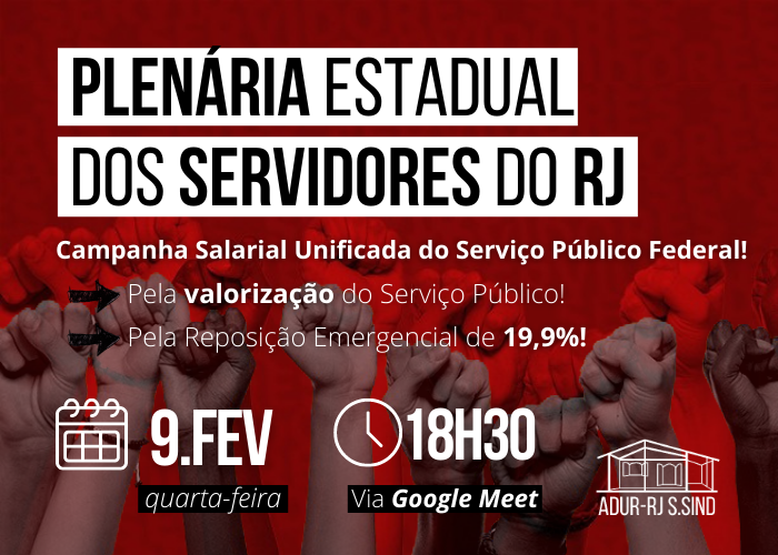 HOJE: Plenária Estadual dos Servidores do RJ! Participe!