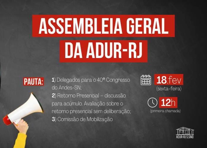 Assembleia Geral da ADUR – 18 de fevereiro
