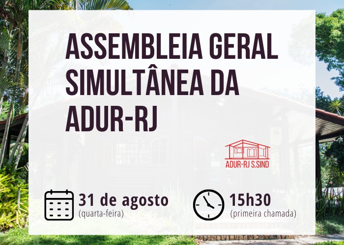 ADUR-RJ convoca professores para Assembleia Geral para debater sobre as eleições de outubro