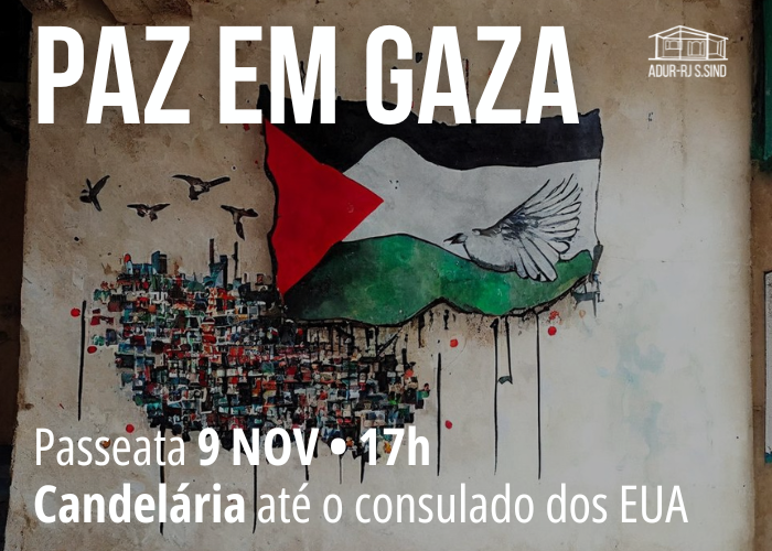 Ato em defesa do povo palestino será nesta quinta-feira (9/11)