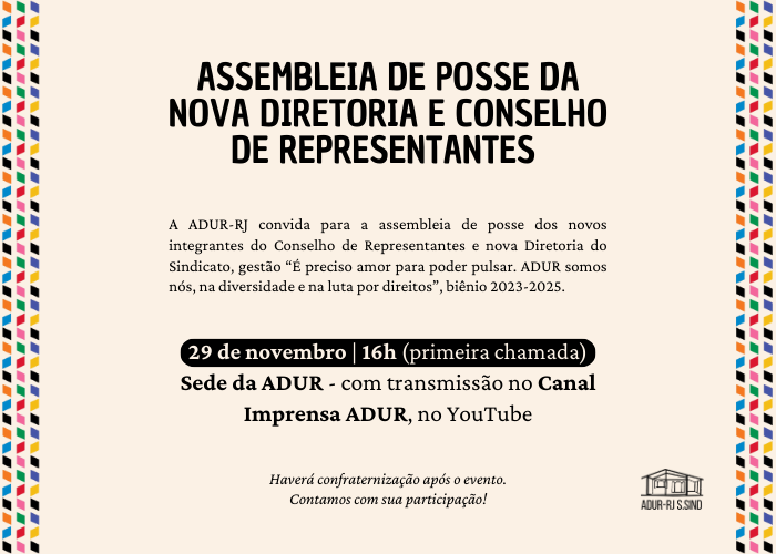Assembleia de Posse Diretoria e Conselho de Representantes da ADUR