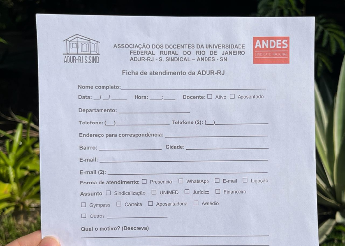 ADUR implementa ficha de atendimento