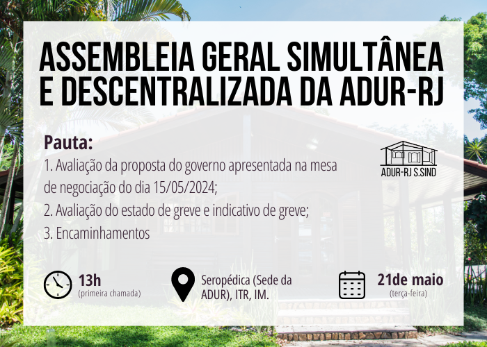 Assembleia da ADUR – 21 de maio