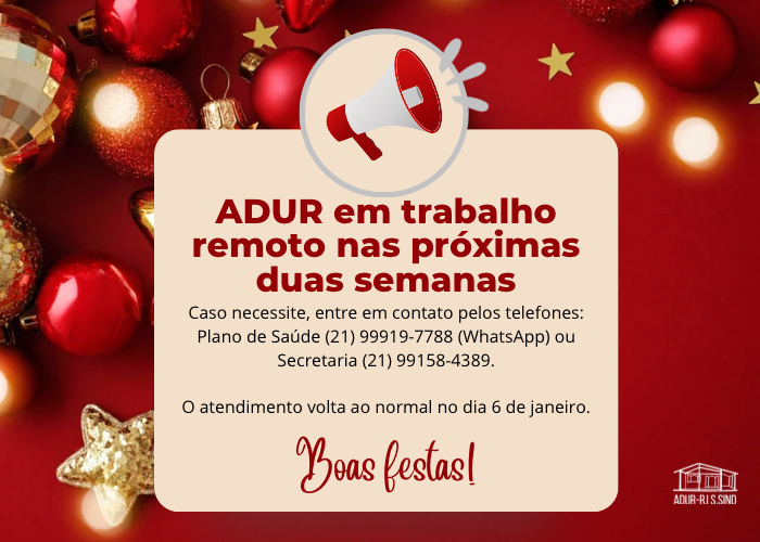 ADUR em trabalho remoto nas próximas duas semanas
