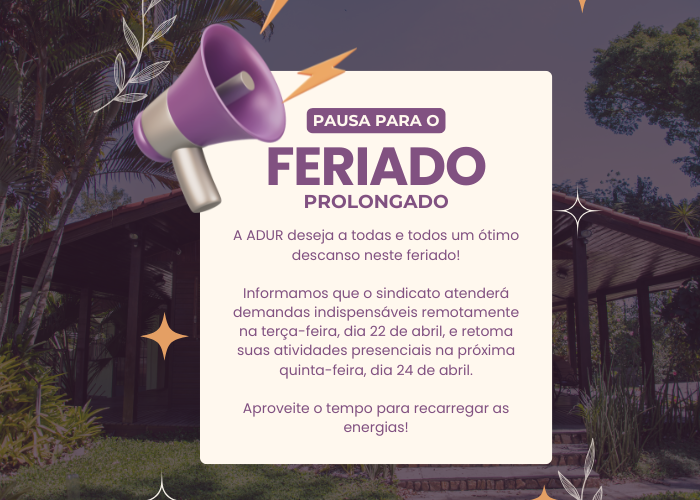 Funcionamento ADUR durante o feriado